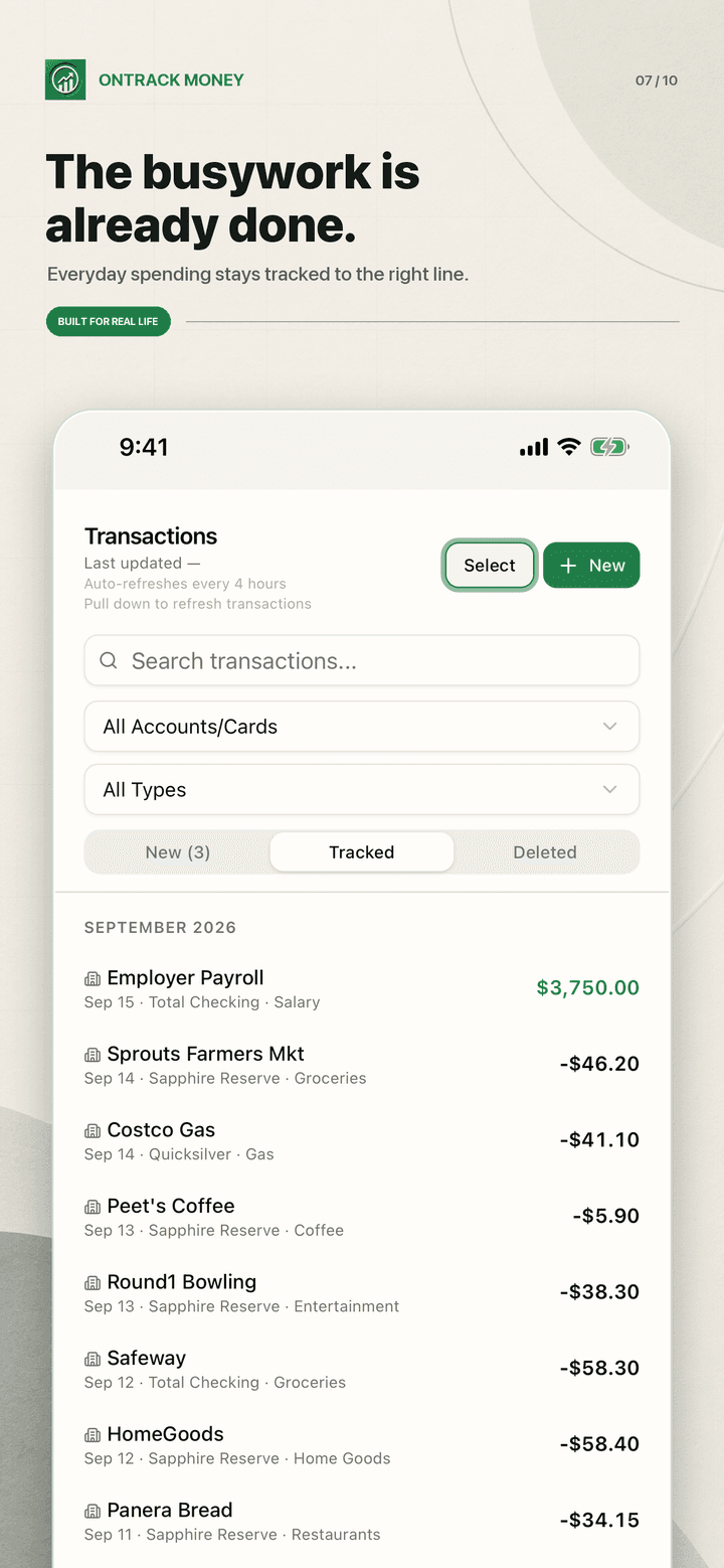 Transactions, auto-tracked