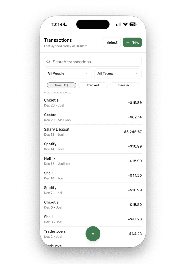 OnTrack Money - Transactions