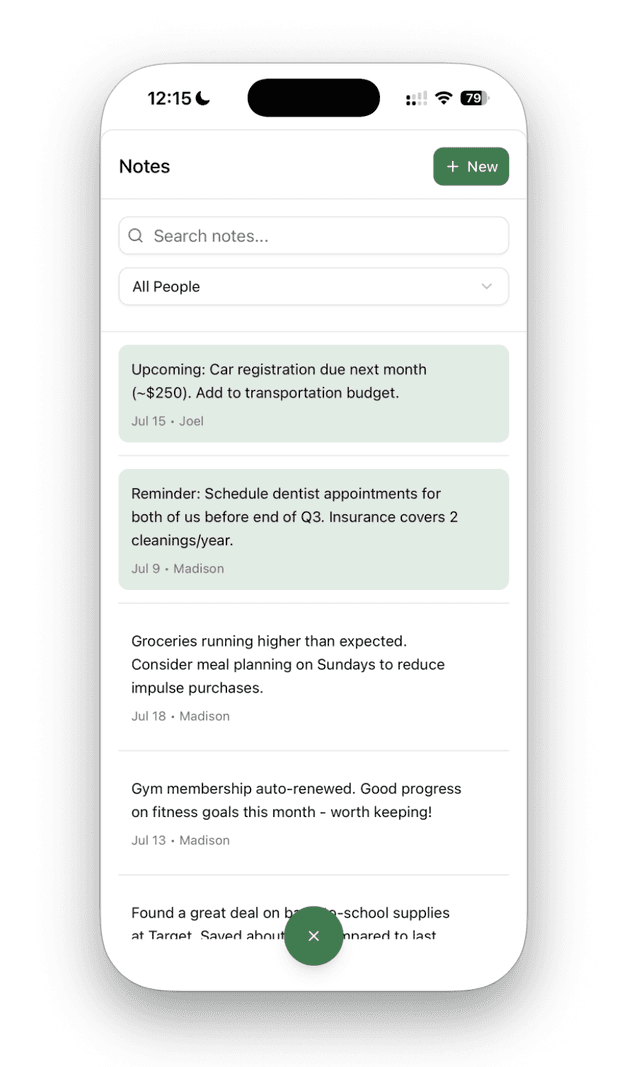 OnTrack Money - Notes